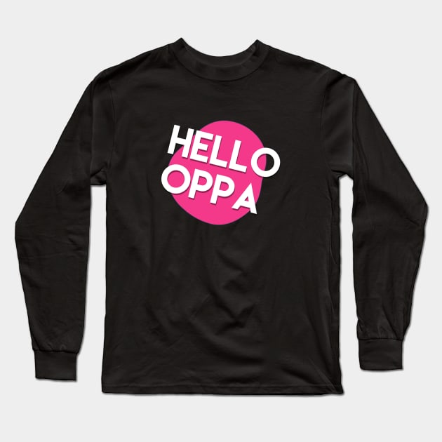 Hello oppa cute graphic Long Sleeve T-Shirt by ppandadesign